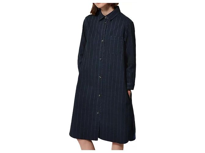 Toast Gestreiftes Jeanshemdkleid Marineblau