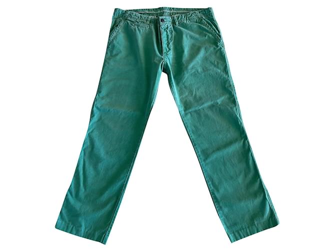 Massimo Dutti Pantalon chino vert menthe herbe tendre coton et lin T.50  ref.343948