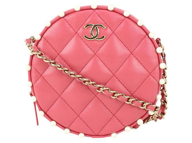 Chanel Dark Rose Pink Quilted Lambskin Round Clutch Chain Crossbody  ref.344124 - Joli Closet