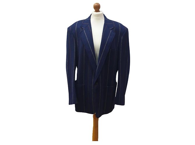Trussardi Vintage gestreifte Jacke Blau