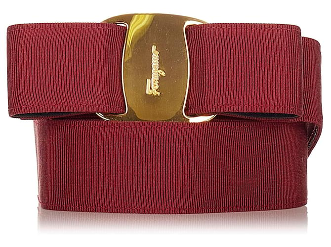 Salvatore Ferragamo Red Vara Bow Belt 