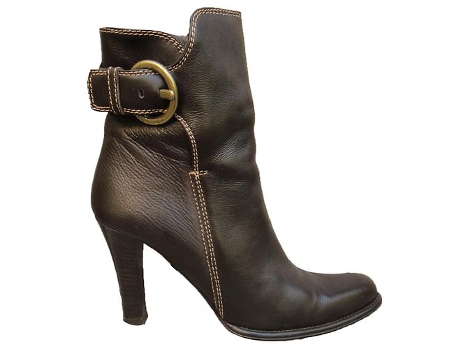 Coach Nancie ankle boots dark brown leather