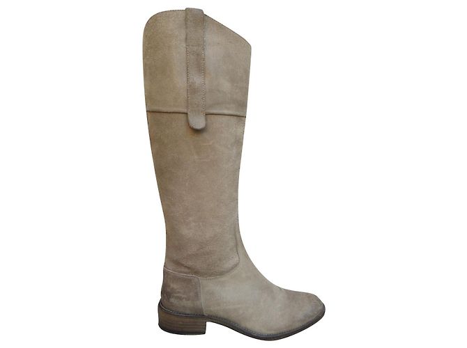 Sartore Nubuck Riding Boots Beige Size 37