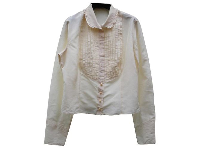 Camicia Etro in seta beige con bottoni di perla