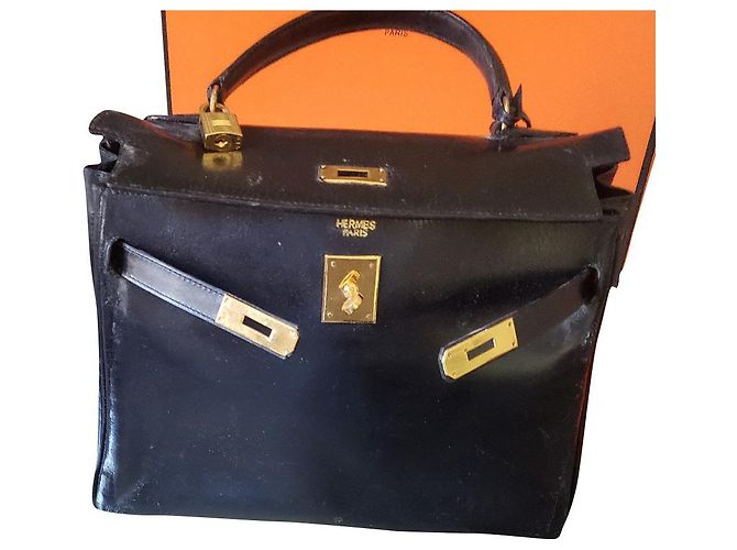 Hermès Kelly 30 Anno d'annata 1978 Blu navy