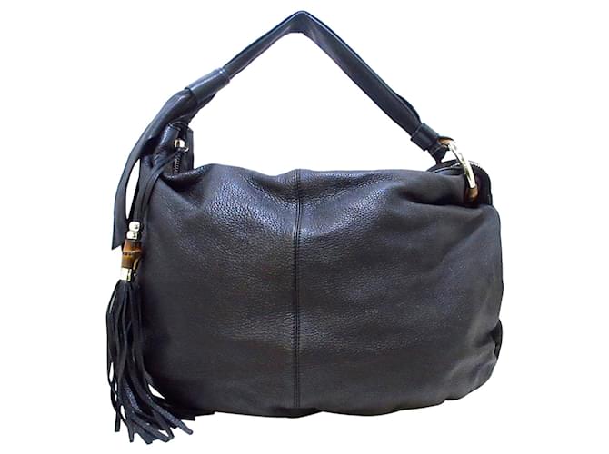 gucci black leather hobo bolsa