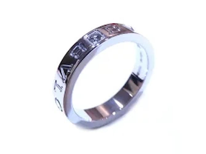 Bulgari (Used) BVLGARI / lined Logo 1PD Ring Ring Ladies / Ring // K18WG (750) White Gold x Diamond Golden  ref.345166