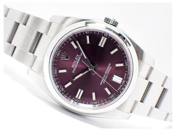 Rolex Oyster Perpetual 116000 red grape 2020 Mens Grey Steel  ref.345518