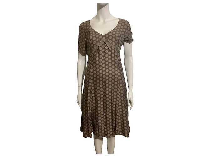 Joseph Vestido de seda taupe com pontos Castanho claro