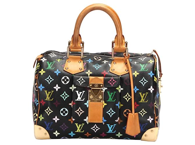 Louis Vuitton lv woman speedy bag monogram with black trimming