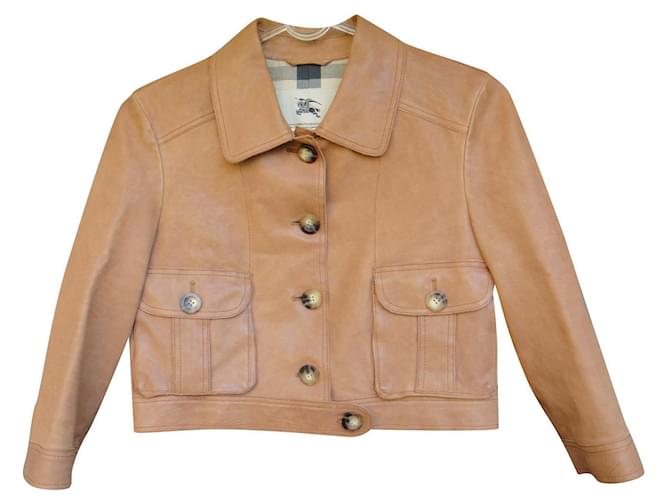 Burberry leather jacket size 36 Light brown  ref.346055