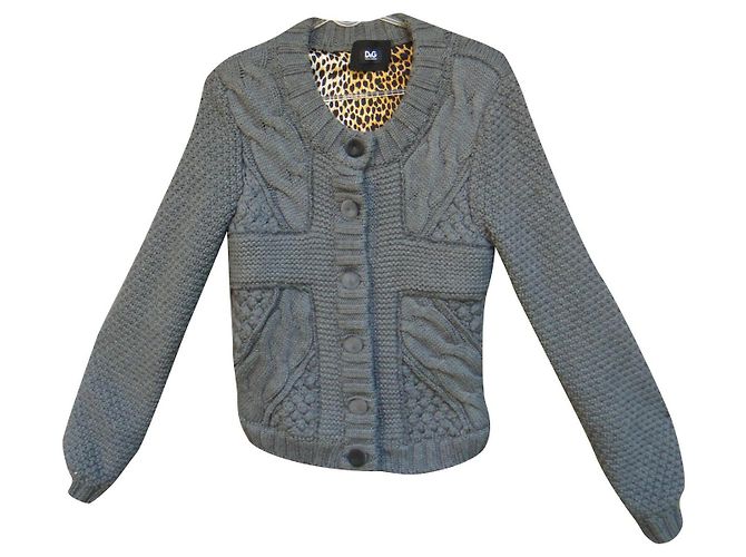 Strickjacke mit Woll- und Seidenfutter Dolce & Gabbana Größe 40 Grau 