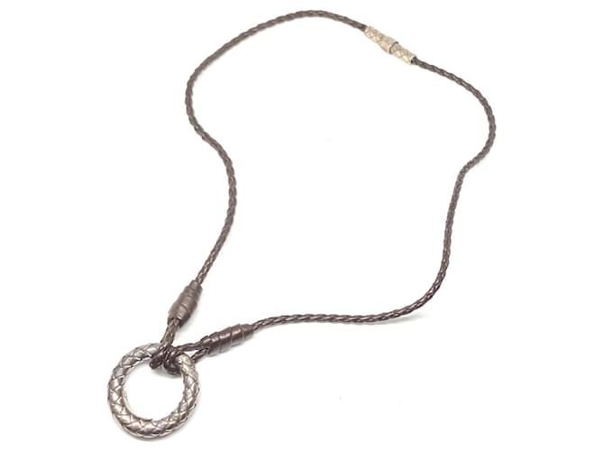 ネックレス・ペンダント BOTTEGA VENETA SS20 LEATHER NECKLACE (617678_VE3M12234) Bottega Veneta Necklace Silvery Leather ref.346354 - Joli Closet