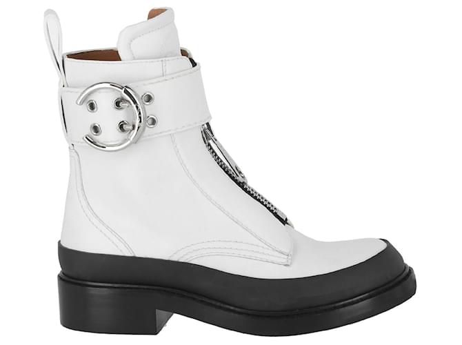 Chloé Roy Leather Ankle Boots White  ref.346640