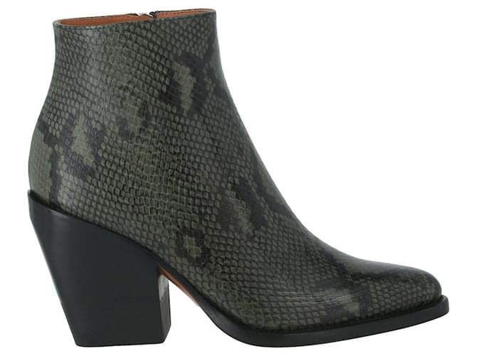 Chloe Rylee Leather Ankle Boot Green ref.346646 Joli Closet