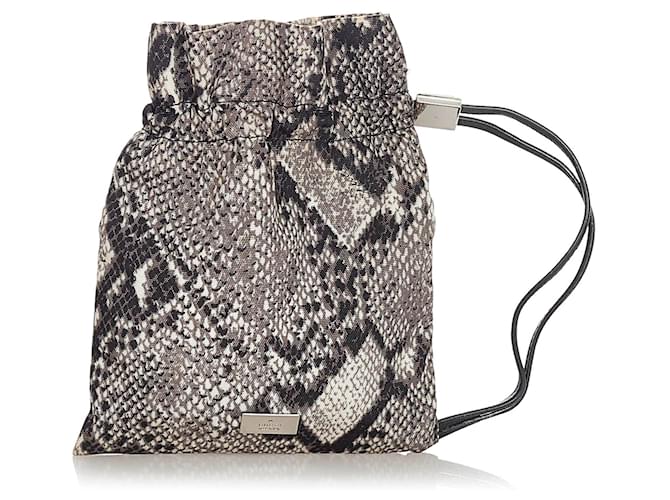 Pochette en nylon à imprimé python noir Gucci Cuir Veau façon poulain Tissu Blanc  ref.346804