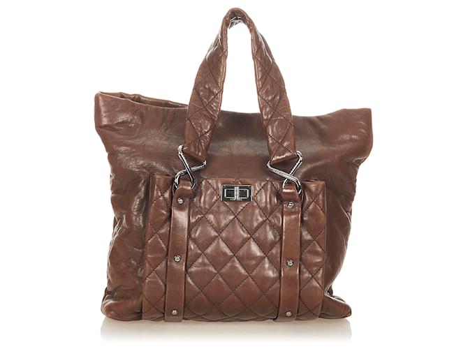 Chanel Brown 8 Knots Lambskin Leather Tote Bag Dark brown  ref.346806