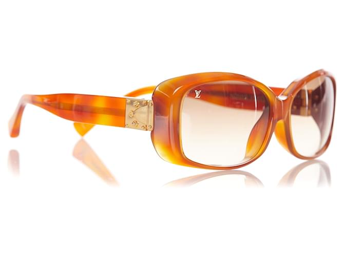 Óculos de sol Louis Vuitton Brown Square Tinted Marrom Plástico  ref.346847