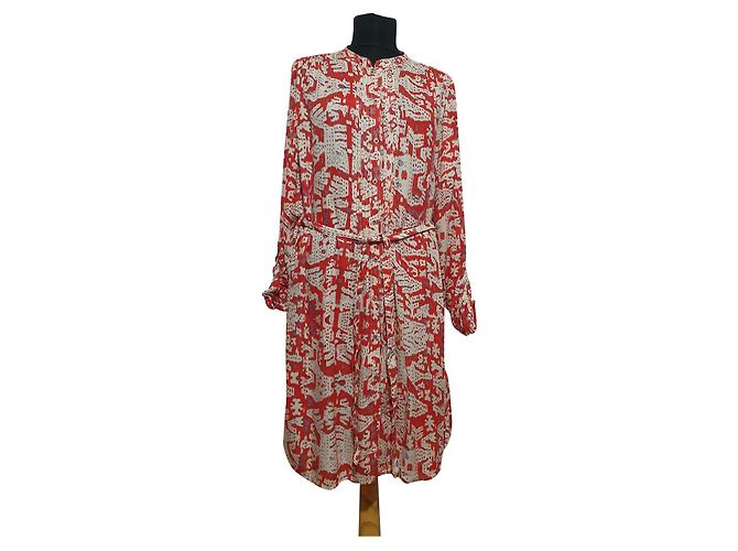 Abito chemisier Noa Noa rosso blu beige viscosa M Multicolore