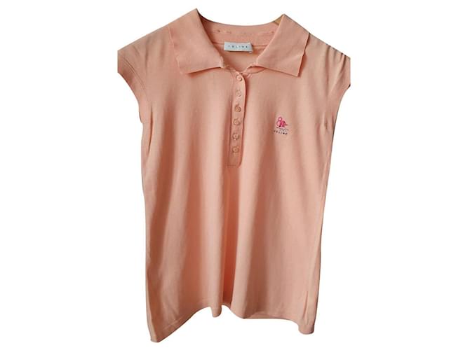 Camisa pólo coral Maison Céline sem mangas Algodão  ref.347410