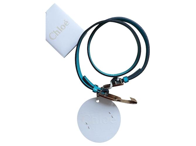 Chloé thin patent leather belt Turquoise  ref.347413