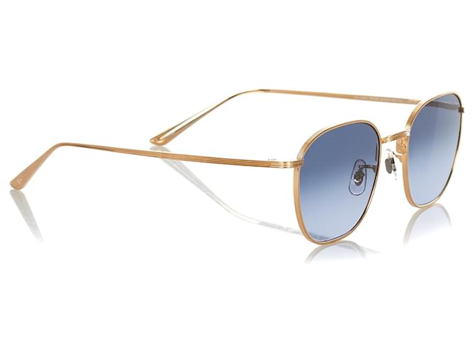 Oliver Peoples Blue Board Meeting 2 Square Tinted Sunglasses Golden Metal   - Joli Closet