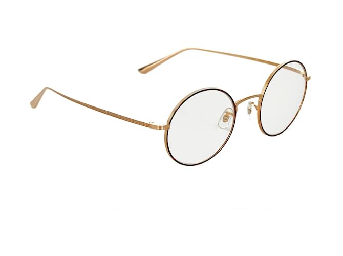 Oliver Peoples Gold Shai Round Clear Sunglasses Golden Metal  -  Joli Closet