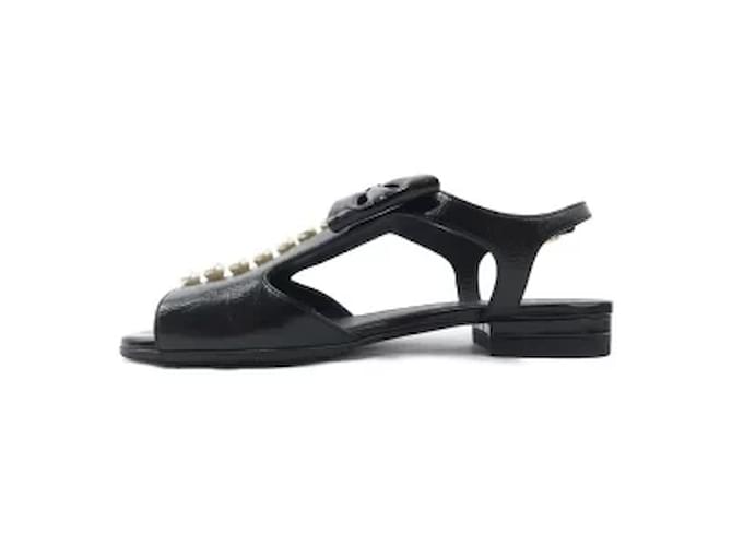 (Used) Chanel CHANEL sandals Black Leather  ref.347876