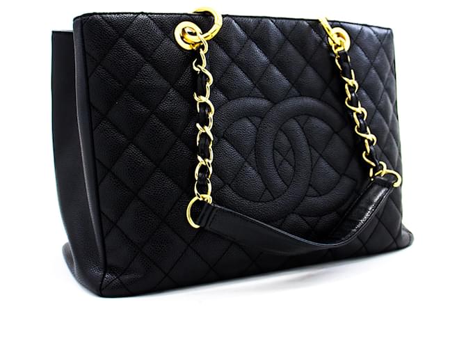 CHANEL Caviar GST 13 Grand Shopping Tote Chain Shoulder Bag Gold Black  Leather ref.348174 - Joli Closet