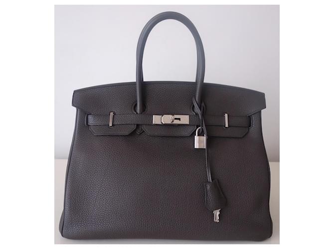 Hermès Hermes Birkin graphite bag Grey Dark grey Leather  ref.348177