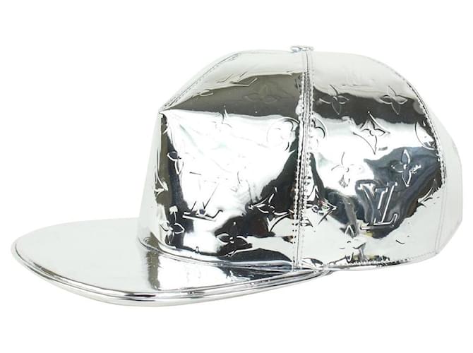 Louis Vuitton Large 60 Metallic Silver Monogram Miroir Mirror Cap Baseball Hat 212l8  ref.348383