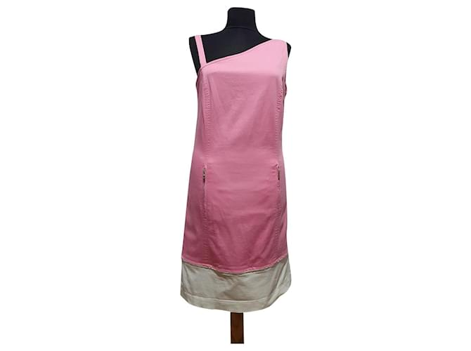 Escada Dresses Pink White Cotton Elastane  ref.348771