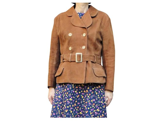 Autre Marque vintage suede jacket size 38 Light brown Deerskin  ref.348787