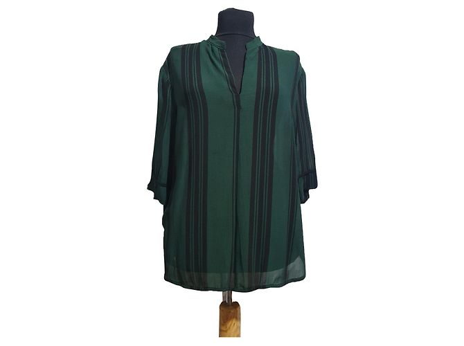 Blusa Baum und Pferdgarten Verde in Seta e Viscosa Nero
