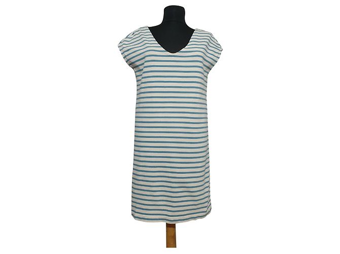Vestido Tory Burch de algodón a rayas blanco y azul Azul claro