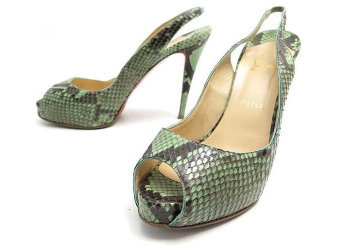 CHRISTIAN LOUBOUTIN SANDALS PRIVATE NUMBER 40.5 PYTHON LEATHER Green Exotic leather  ref.348860