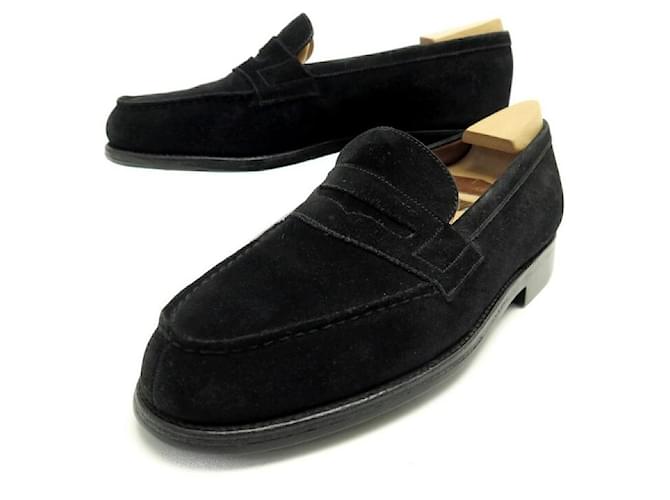 SHOES MANUFACTURE JM WESTON LOAFERS 179 6D 40 BLACK SUEDE STAINLESS STEEL  ref.348895