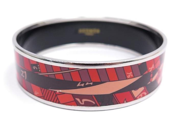 Hermès HERMES ARMBAND BEDRUCKTE MATRIZEN UND HORE LARGE 18 CM ROTE EMAILLE + EMAILLE BOX  ref.348908