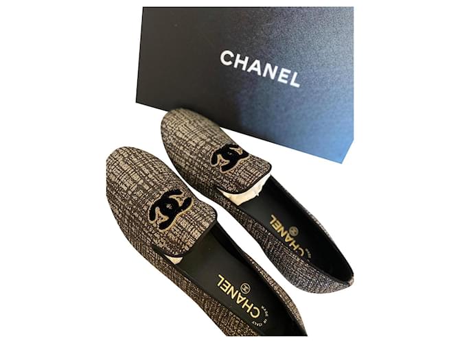 Cambon Hervorragender neuer mehrfarbiger Chanel Mokassin Tweed Tuch  ref.348936