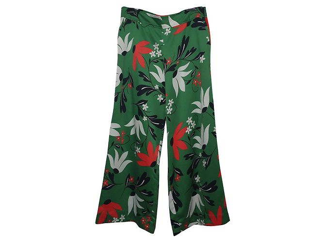 Calça Twin Set Verde de Algodão e Viscose Multicor