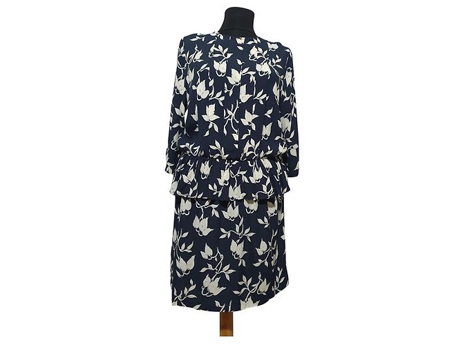 Ganni Maxwell Crepe Kleid blau Viscose