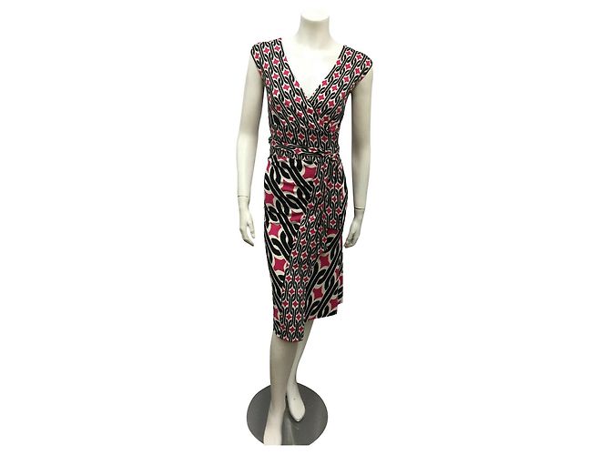 Diane Von Furstenberg DvF Willow vestido envoltório de seda EUA 8 Multicor