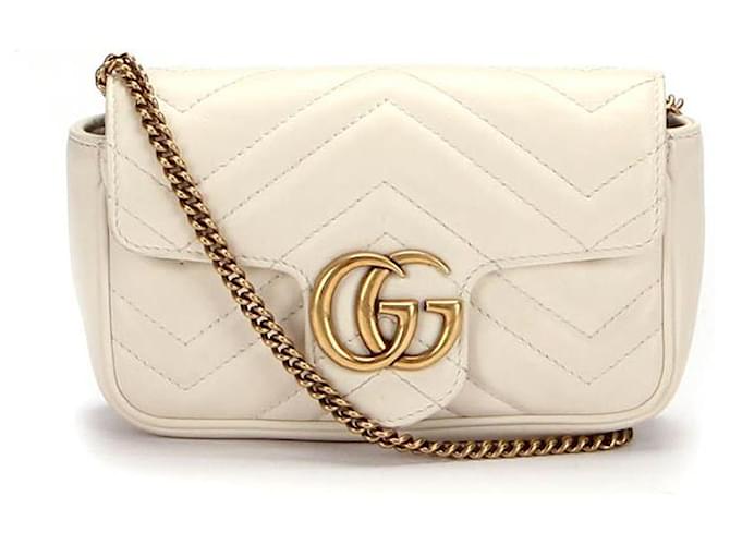 Gucci handbag bag 476433 SUPER MINI GG MARMONT CREAM LEATHER LEATHER  HANDBAG ref.784746 - Joli Closet