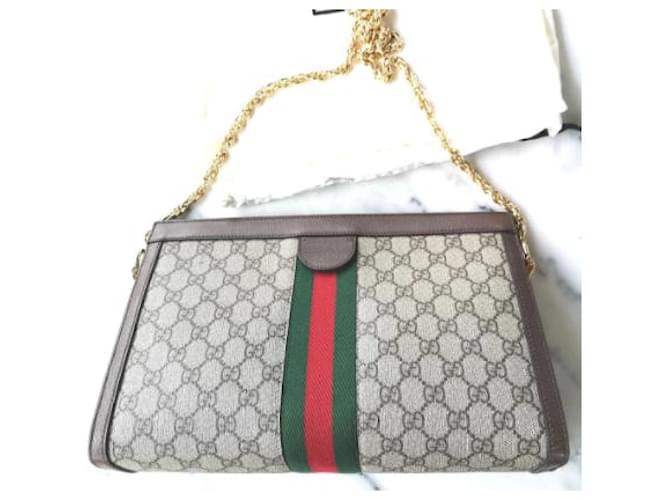 ショルダーバッグ・ポシェット GUCCI Ophidia shoulder bag GG Supreme leather Beige Ophidia Small GG Supreme shoulder bag in beige - Gucci