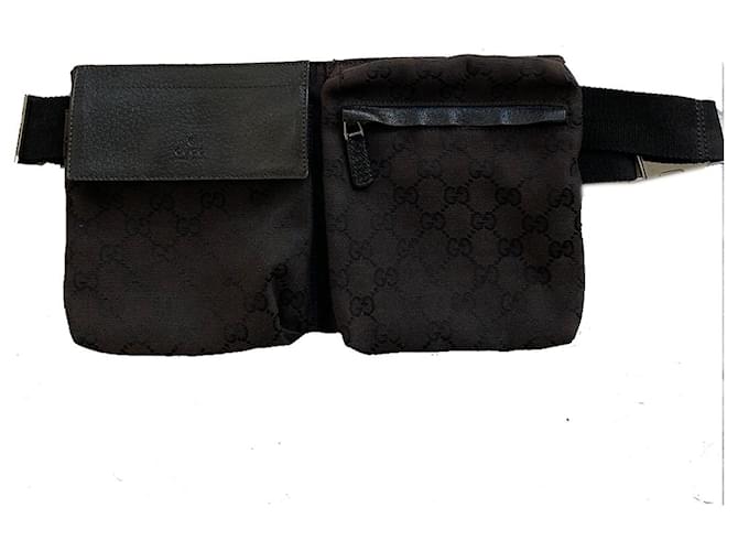 Gucci Saddlebags Black Leather Cloth Metal  ref.349995
