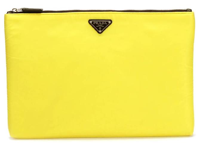 Prada Clutch Bag Yellow Synthetic  - Joli Closet