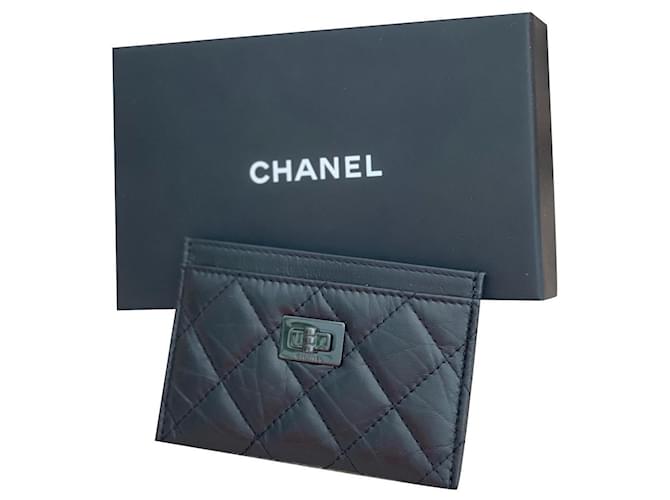 Titular do cartão Chanel Preto Couro  ref.350198