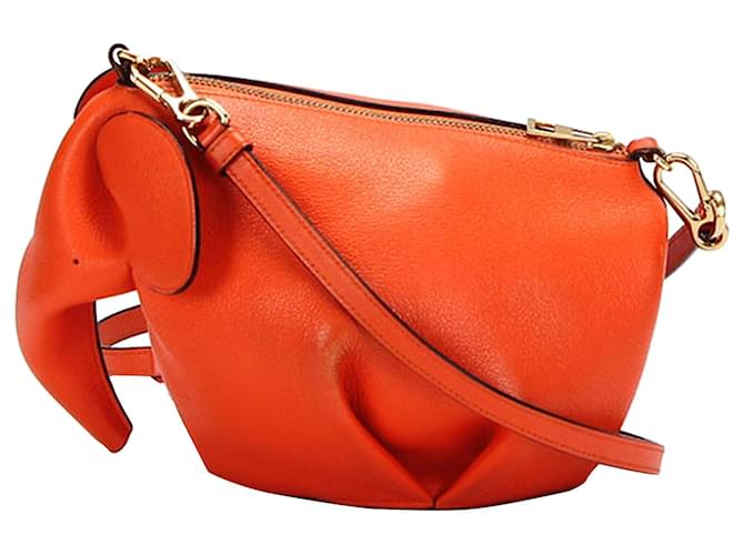 Borsa a tracolla in pelle di elefante arancione Loewe Vitello simile a un  vitello ref.350288 - Joli Closet