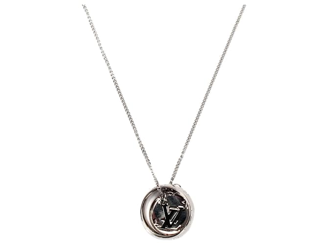 Louis Vuitton Monogram Locket Pendant Necklace - Silver-Tone Metal