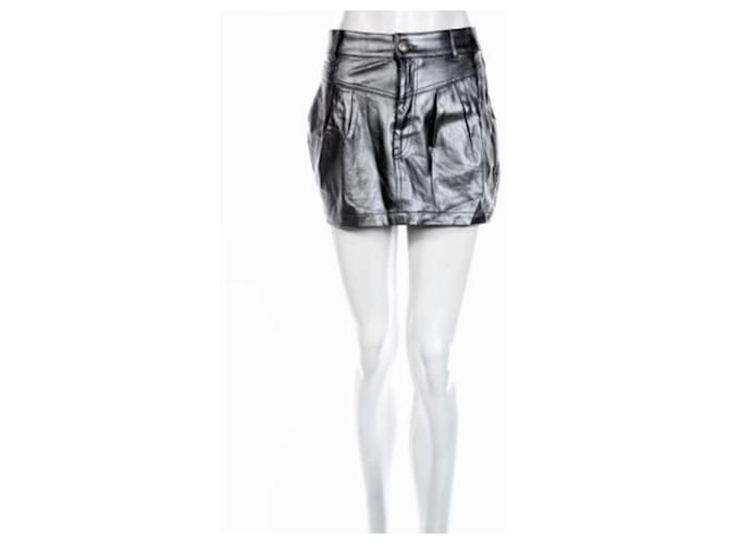 KILLAH by Miss Sixty Italy Low Rise Mini Silver Skirt Silvery Cotton Polyurethane  ref.350746